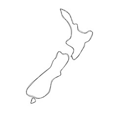 New Zealand country simplified map.Thin triple pencil sketch outline isolated on white background. Simple vector icon