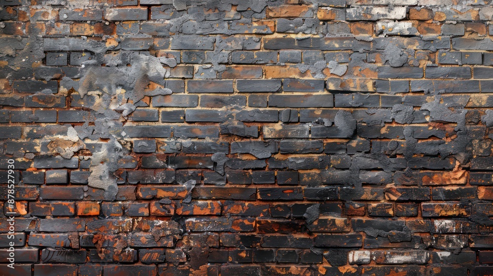 Wall mural A brick wall with a lot of dirt and grime on it