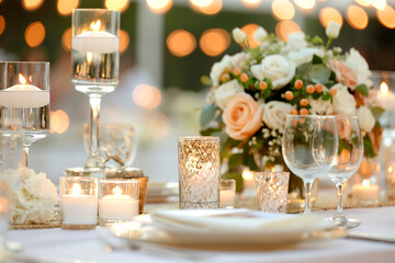 Wedding Reception Decorations with Candles and Flowers