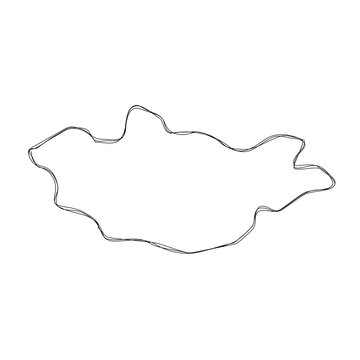 recommend clip art: Mongolia country simplified map.Thin triple pencil sketch outline isolated on white background. Simple vector icon