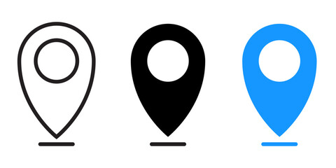 set of icons Location Pin, Map Pin, Place, Location, Address, location icon. Vector map pin, red pin on white background.