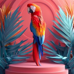 Obraz premium Scarlet Macaw in Tropical Paradise