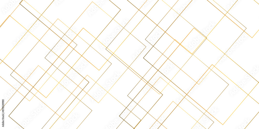 Poster Modern minimal golden square shape background with stoke. abstract futuristic architecture concept with digital geometric gold line for wallpaper, presentation background design, vector illustration.	