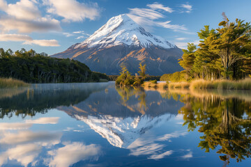 A stunning view of mountain similar to Mount Aoraka in New Zealand.