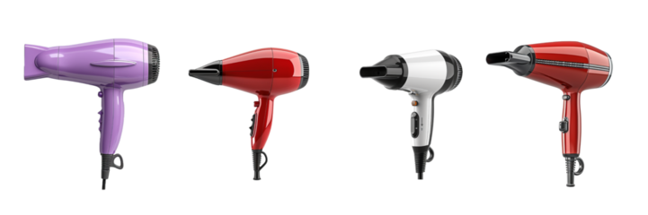 Collection of hairdryer isolated on transparent background. Generated AI