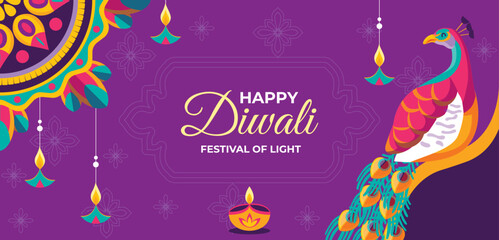 Diwali festival celebration horizontal banner template