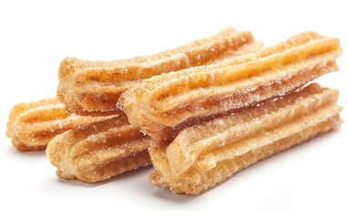 Beaming churro with cinnamon sugar, 2D animation, white background