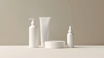 Mockup of beauty bottle lotion product with Set of
