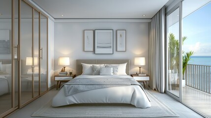 Modern bedroom interior design with king size bed