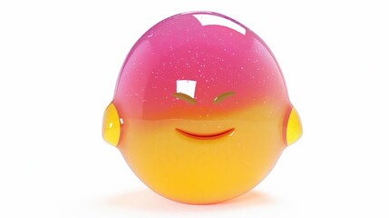 Gleeful jellybean with bright colors, 2D animation, white background