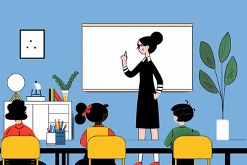 Teacher Leading A Classroom Lesson With Students. Generative AI