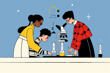 Back to School Science Experiment Illustration. Generative AI