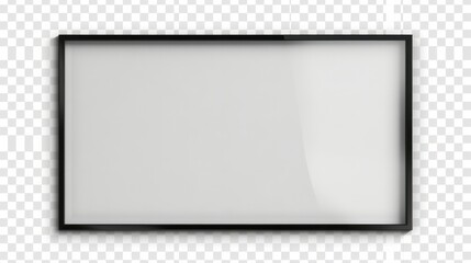 modern black steel frame, black thin empty picture frame , isolated on a transparent background. PNG, cutout, or clipping path.