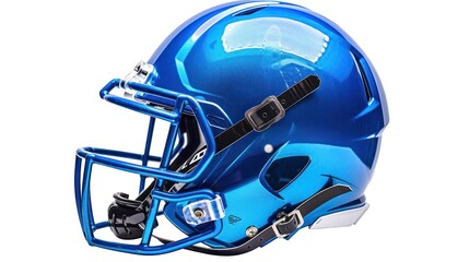 Fototapeta premium modern blue football safety helmet, sports protection for the head. Isolated on a transparent