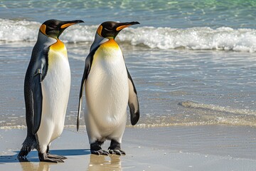 Fototapeta premium Two King Penguins on a Beach.