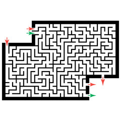 Illustration with labyrinth, maze conundrum for kids. Baby puzzle with entry and exit. Children puzzle game.