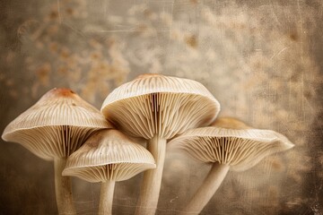 Group of mushrooms on a grunge background.