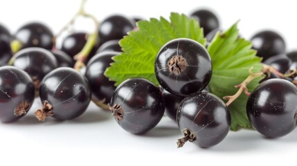 Black currants on a white background