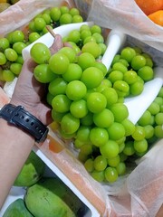 fresh muscat grapes seen close up