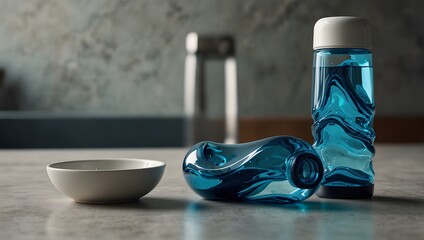 A futuristic water bottle set inspired by ocean waves ai_generated