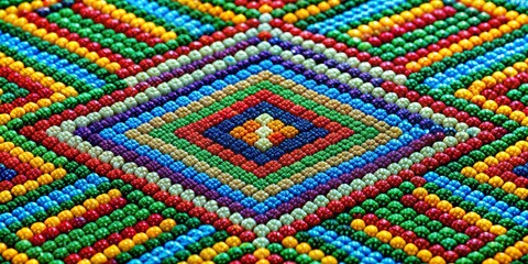 A Colorful Pattern of Beads in a Diamond Shape, Beads , Pattern , Texture , Abstract