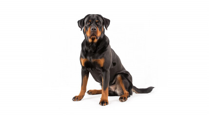 Noble Rottweiler Sitting on White Background
