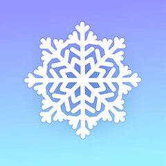 Vector  snowflake, frost sign, cold weather sign on a blue background. Weather forecast widget icon set paper cut style. New year and Christmas design elements