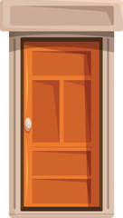 Classic orange wooden front door with stone frame, providing a welcoming and secure entrance to a house