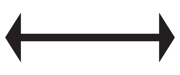 Black large left and right pointing solid long arrow icon vector sign symbol. 