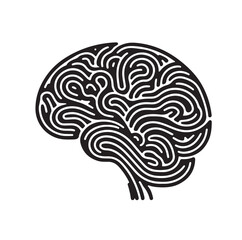 Human Brain line art silhouettes illustration 