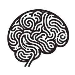 Human Brain line art silhouettes illustration 