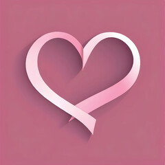 a pink ribbon tied in a heart shape on it is placed in front of a pink background