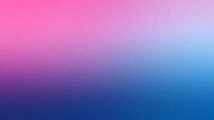 Ziarniste gradientowe tło w kolorach niebieski różowy fioletowy, szum tekstura na tapecie. Szablon baneru lub plakatu w stylu graficznym retro. Światła ledowe holo bokeh na projekcie okładki © Grainy background