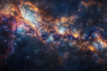 Naklejka premium A nebula and stars creating an amazing view of interstellar space.