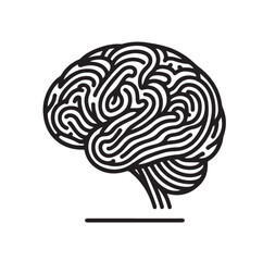 Human Brain line art silhouettes illustration 