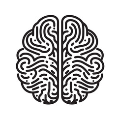 Human Brain line art silhouettes illustration 