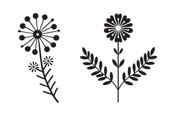 Single Flower Silhouette Vector Illustration