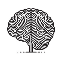 Human Brain line art silhouettes illustration 
