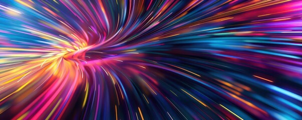 Fototapeta premium Fast-moving abstract patterns with vibrant colors and blurred motion, depicting swift acceleration and high velocity