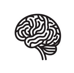 Human Brain line art silhouettes illustration 