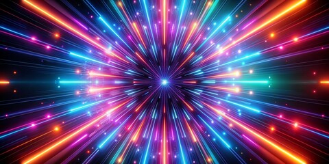 Neon Lights Abstract Background with Colorful Lines, 3D Rendering, Glow, Abstract, Lines, Light, neon lights , 3d render , abstract art