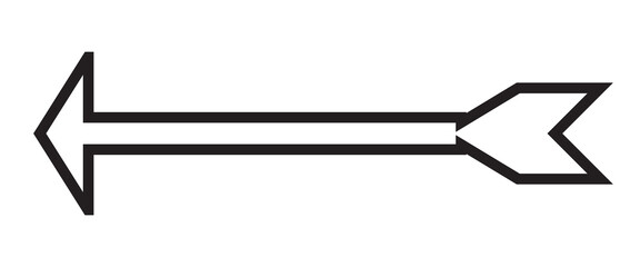Long arrow outline. Black long arrow pointing left. Next arrow icon symbol.