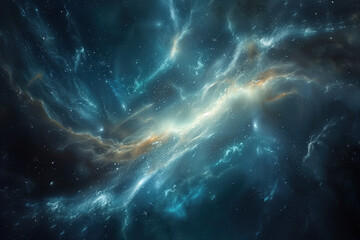Fototapeta premium Nebula with blue and fiery hues