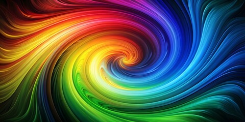 Obraz premium Rainbow Spiral Abstract Art Colorful Swirls of Light, abstract art, digital art, colorful swirl, rainbow colors, digital painting, vibrant colors, abstract background, psychedelic art