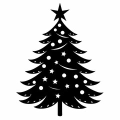 christmas tree vector illustration, green christmas tree isolated on white, tree vector art, christmas vector Line art