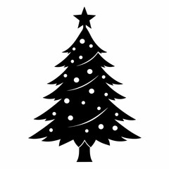 christmas tree vector illustration, green christmas tree isolated on white, tree vector art, christmas vector Line art