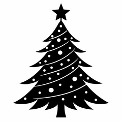 christmas tree vector illustration, green christmas tree isolated on white, tree vector art, christmas vector Line art