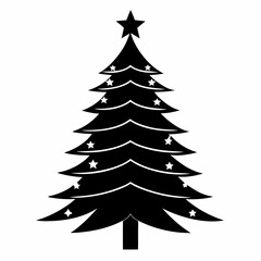 christmas tree vector illustration, green christmas tree isolated on white, tree vector art, christmas vector Line art