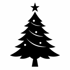 christmas tree vector illustration, green christmas tree isolated on white, tree vector art, christmas vector Line art