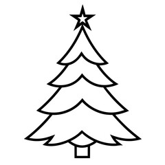 christmas tree vector illustration, green christmas tree isolated on white, tree vector art, christmas vector Line art